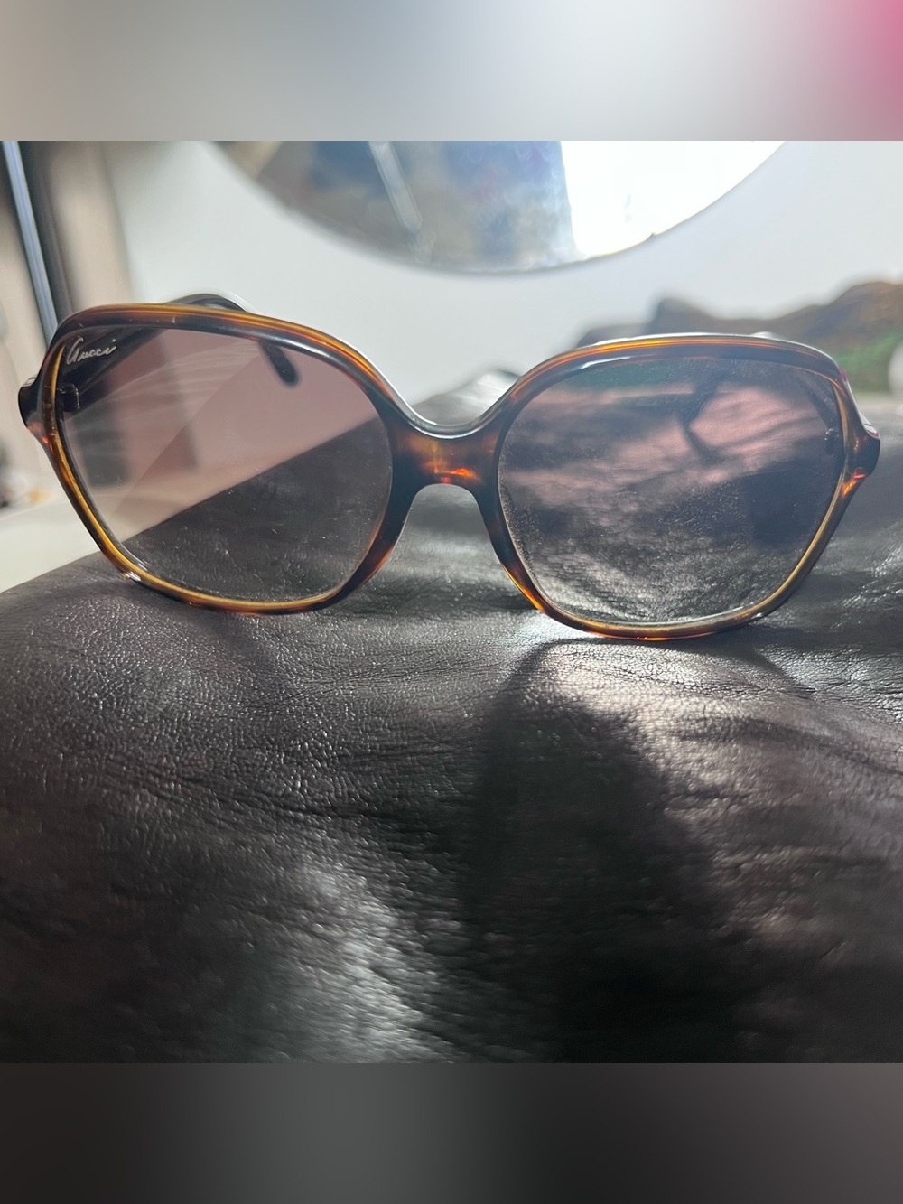 Gucci Tortoiseshell Oversized Sunglasses with Brown Lenses